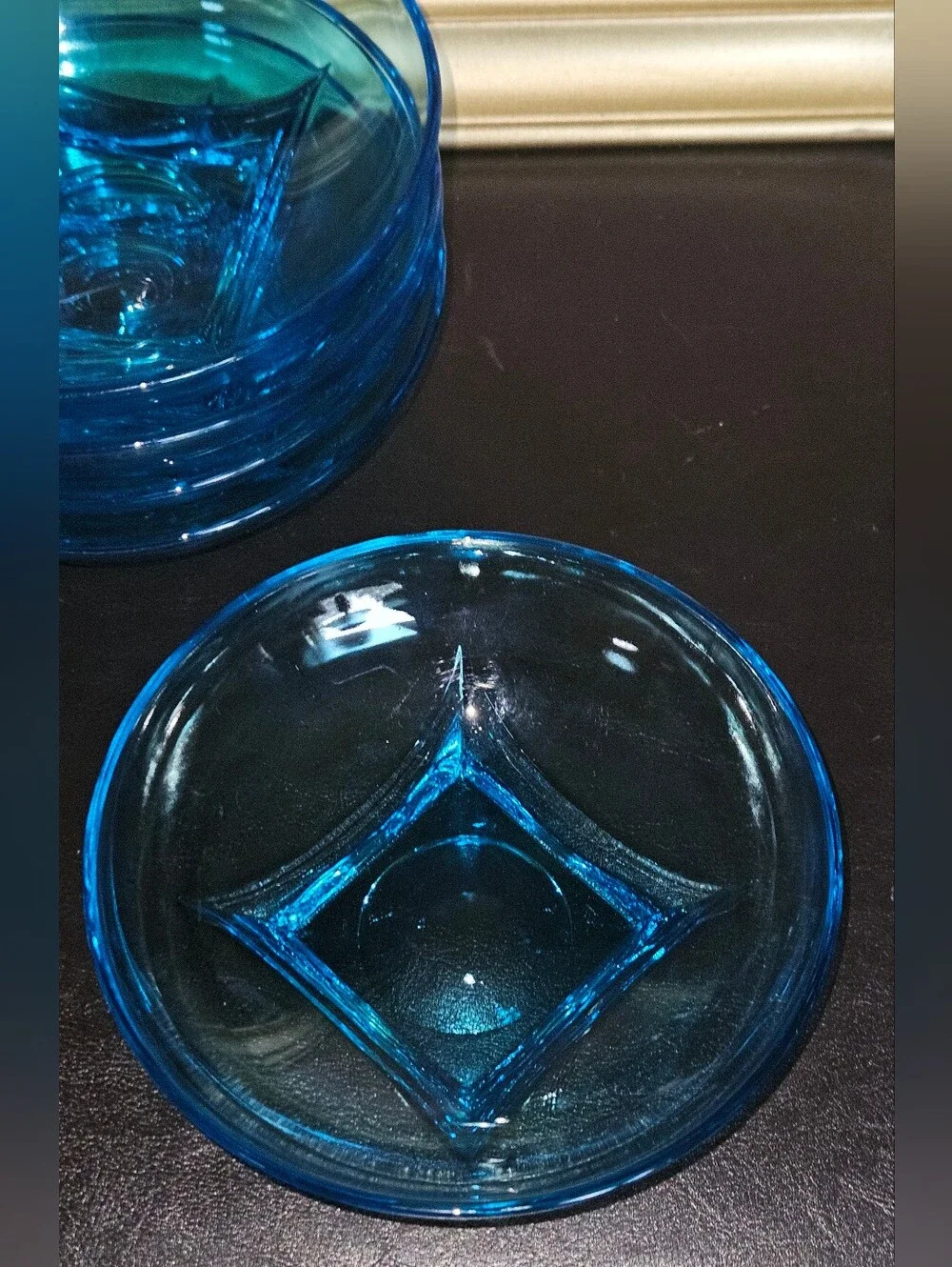 Set of 5 Vintage Hazel Atlas Capri Swirl Colony Blue Glass Round Candy Dish